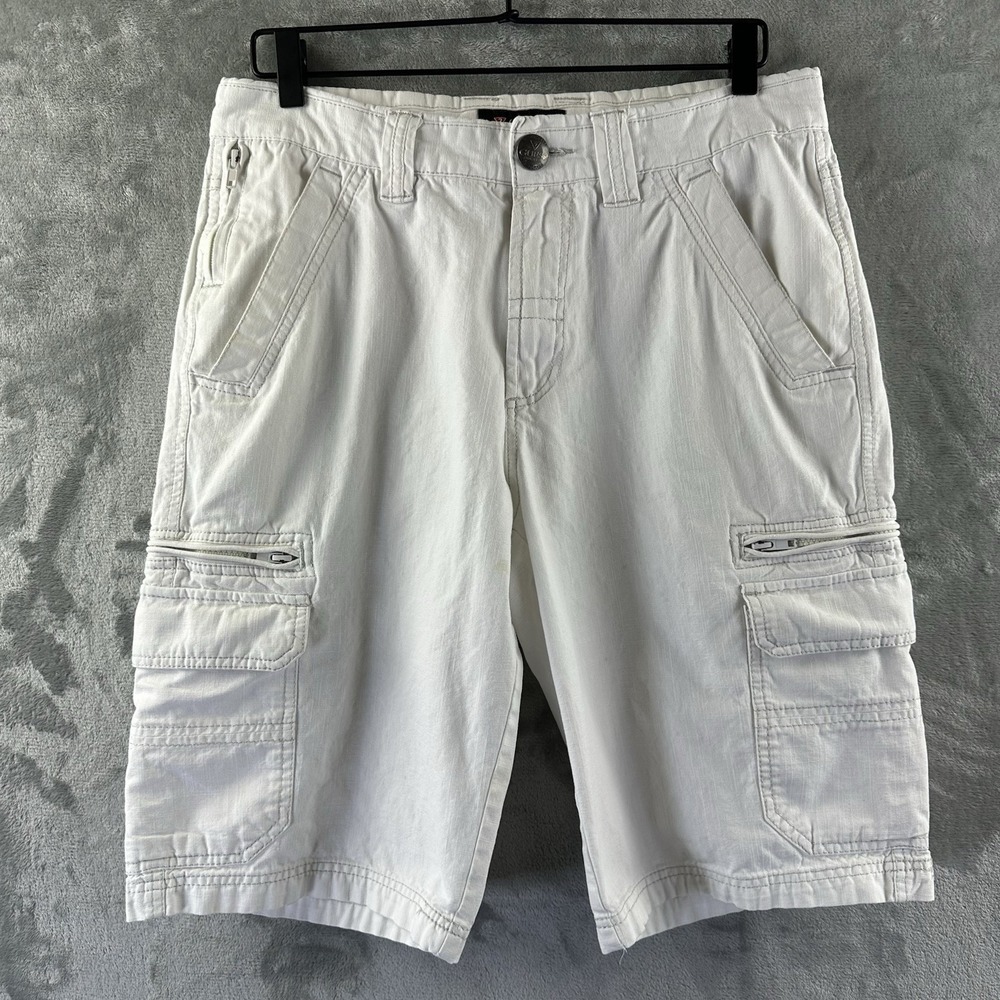 Guess Cargo Shorts Men's 32 White 100% Cotton